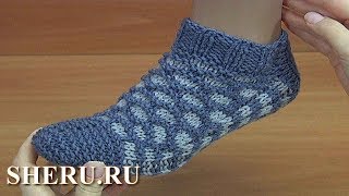 Носки без швов на двух спицах. Урок 209