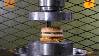 Crushing Hamburgers Hydraulic Press