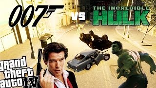 GTA IV Hulk Mod + James Bond Mod - What Will James Bond Do? James Bond vs Hulk