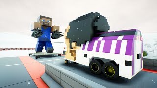 High Speed Lego Car Crashes Into Minecraft Steve | Brick Rigs