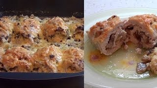 Куриные рулетики с сыром и грибами