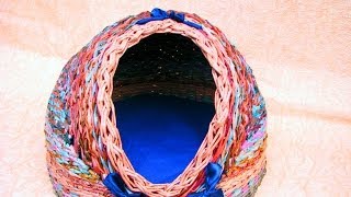 Как сплести домик для кошки из газетных трубочек. Часть 1.