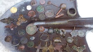 Коп 17/1.ВОТ ТАК НУЖНО ОТКРЫВАТЬ СЕЗОН КОПА.ЦАРСКОЕ СЕРЕБРО.ПОЛУШКА ПЕТРА.ЧЕШУЯ И КУЧА КРЕСТОВ.