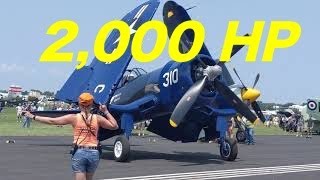 F4U Corsair Cold Start And Taxiing To Runway Vintage Warbird Sound Up Whistling Death
