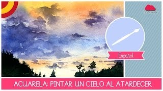 ACUARELA: como pintar un CIELO al atardecer - Tutorial FACIL para principiantes (clase de arte)