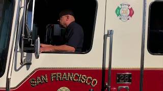 A fire truck and an ambulance at Pier 39
