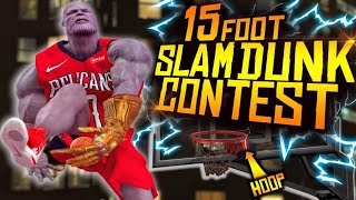 15 FOOT SLAM DUNK CONTEST… SUPER GIANTS Jump OVER THE ENTIRE HOOP!
