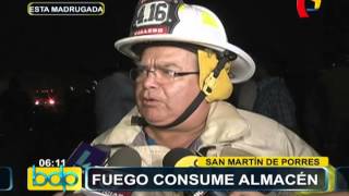 SMP: incendio consume almacén en ex leprosorio de Lima (1/2)