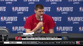 Nikola Jokic cry on Postgame Conference | Denver Nuggets loss to Porland Trail Blazers 96-100