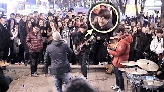 구경하던 남학생 베이스 소름돋는 즉흥연주 라이브 (BLSG밴드 홍대버스킹)