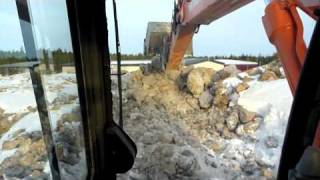 Hitachi ZX 350 building access ramp for an drill rig