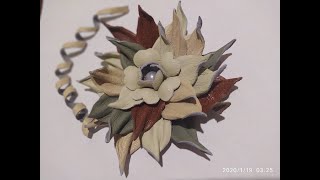 МК - Цветок из кожи СВОИМИ РУКАМИ / Брошь из кожи / Елена Шевченко