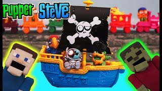 Minecraft Puppet Steve Zomblings Series 3 Toy Zombie Pirate Blind Bag Monster Figures Unboxing