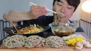 생연어덮밥과 시원한 냉모밀 리얼사운드 참된소리 먹방 l salmon rice Bowl+Cold soba Noodles  asmr eating show no talking