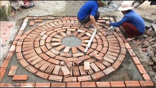 Use The Bricks To Build A Beautiful Picture For The Entrance To The House - Great Idea Wall Creation