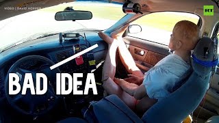 This is why you NEVER put your feet up on the dashboard