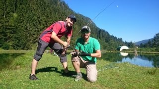 Рыбалка в Австрии. Прудовая ловля форели. Area fishing Austria 2015. Trout