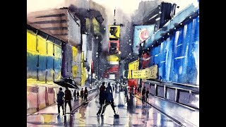 Мастер-класс по скетчингу «Огни ночного города». Архитектурный скетчинг акварелью .