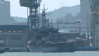 20150718海上自衛隊　潜水艦救難母艦ちよだ　神戸川崎重工へ入渠の様子