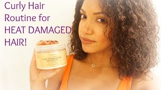 Curly Hair Routine for HEAT DAMAGED HAIR!