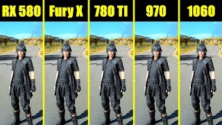Final Fantasy XV 1060 Vs 970 Vs 780 TI Vs AMD RX 580 Vs AMD Fury X Frame Rate Comparison