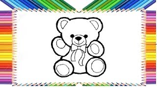 Раскраска для детей ЖИВОТНЫЕ. Раскраска -Мультик. Учим цвета! how to draw a teddy bear! МИР ИГРУШЕК
