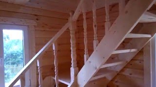 Деревянный дом из бруса 6 на 6 с крыльцом (дом 6х6)