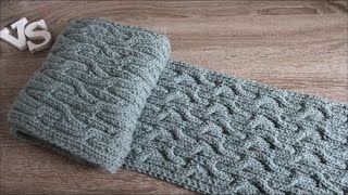 Шарф спицами. Двухсторонние косы.