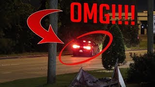 Dodge Challenger Looses it and Crashes Leaving Car Meet