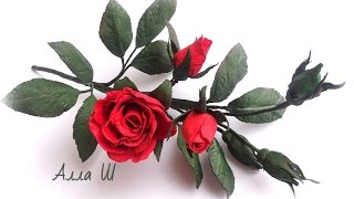 МК Как сделать веточку с бутонами розы для букета из фоамирана