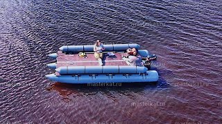 Надувной тримаран плот с палубой 400х200 см под мощный мотор. Мастеркат Т53-50-200 ТРТС. Сборка
