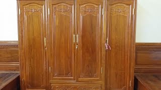 Tủ Áo 3 buồng 4 cánh Gỗ Cẩm Lai, loại 2m2, a Trung( Hải Phòng). Đồ Gỗ Hiền Lanh