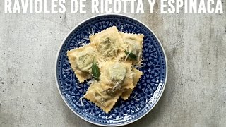Ravioles caseros rellenos de Espinaca y Ricotta