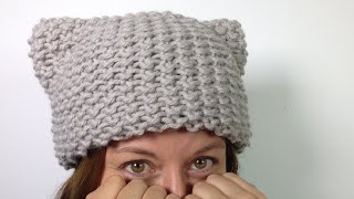 How to Loom Knit a Pussy Hat or Kitty Hat [SUPER EASY] - DIY TUTORIAL