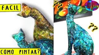como pintar ceramica- gato efecto vidrio o vitral -DECORATED CATS