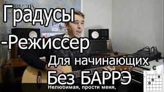 Градусы - Режиссер (Видео урок на гитаре) для начинающих. Без Баррэ