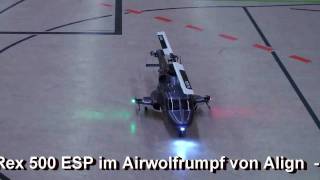 Airwolf T-Rex 500 ESP  mit Helikopter-LED Set, 5 mm LEDs Superhell