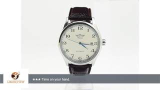 Gute Classic WINNER Mechanical Watch white Dial Blue Hands PU Band Self-wind Men-standard |