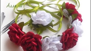 DIY: Лента в косу Канзаши, трансформер 4 в одном /Ribbon in braid Kanzashi