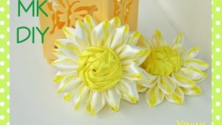 Необычная ромашка из атласных лент/Цветок канзаши / A camomile of satin ribbons / Flower kanzashi