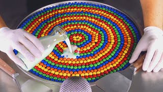 ASMR - oddly satisfying m&m's Ice Cream Rolls with many Colors | crushing & scratching Food - 4k 먹방