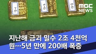 [뉴스터치] 지난해 금괴 밀수 2조 4천억원…5년 만에 200배 폭증 (2019.09.20/뉴스투데이/MBC)
