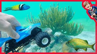 Monster Truck Explores the Ocean with REAL FISH!
