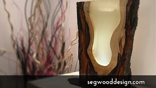 Epoxy L.E.D. lamp - poplar wood, clear epoxy and phosphorescent pigment