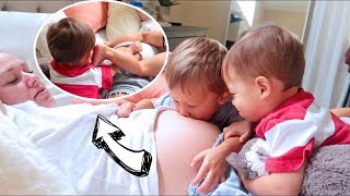 Fighting Over Mommy's Pregnant Belly!