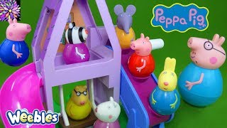 LOTS of Peppa Pig Weebles Toys Daddy Pig George Red Car Train Wind and Wobble Playhouse Playset Toys