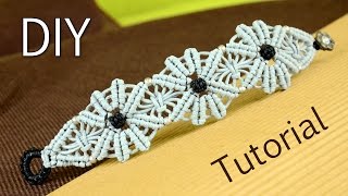 Macramé Flower Bracelet Tutorial ✿✿✿
