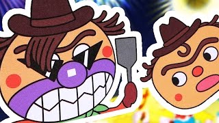 アンパンマン おもちゃアニメ 焼きそば お好み焼きをつくろう！ 夏祭り ぬりちょきぺったんブック やきそばパンマン？！ バイキンマン？！
