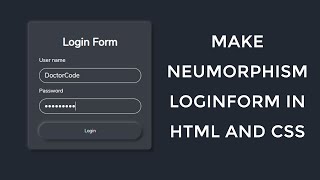 Make a Neumorphism Login Form in HTML and CSS