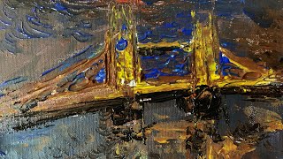 Painting Challenge #12 | Acrylic | London Bridge Landscape